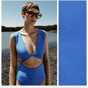 NWOT Zara Periwinkle Blue One Piece Swim Suit With Cutout Middle Size S